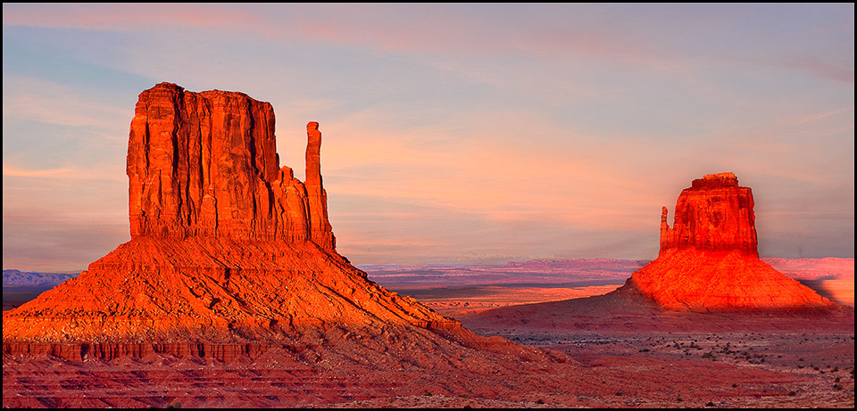 Monument Valley Mittens at Sunset 1x2 Panoramic