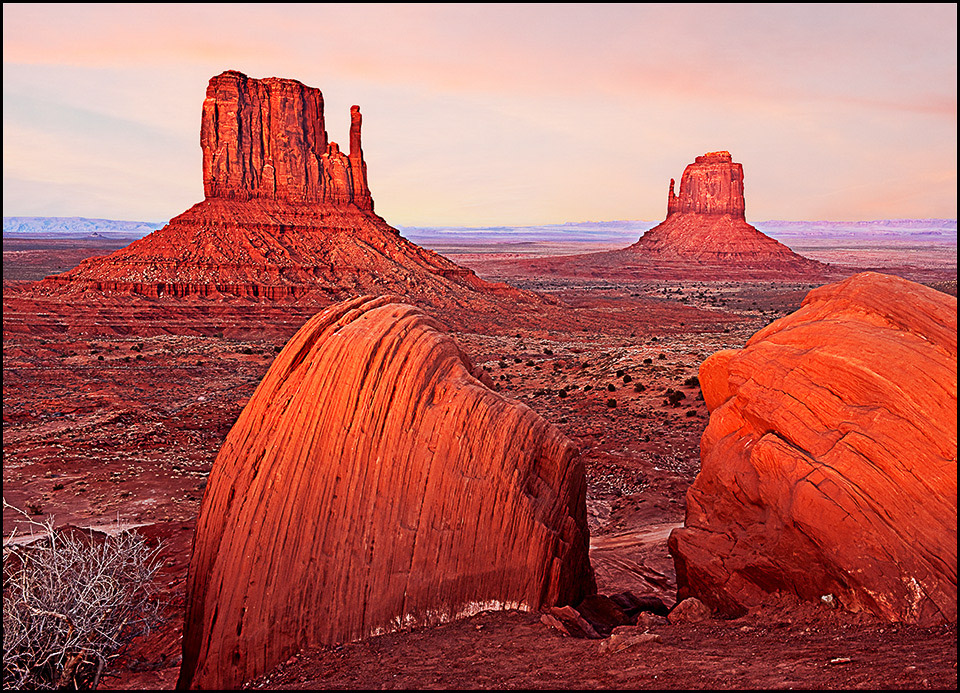 Monument Valley Mittens with Foreground Boulders