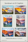 Six Views of Sunset on El Capitan taken on 11/12/13 Ltd. Edition